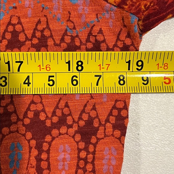 Lucky Brand Top Women’s Red Boho Print Flutter Sleeve lightweight Summer Large - Picture 10 of 12